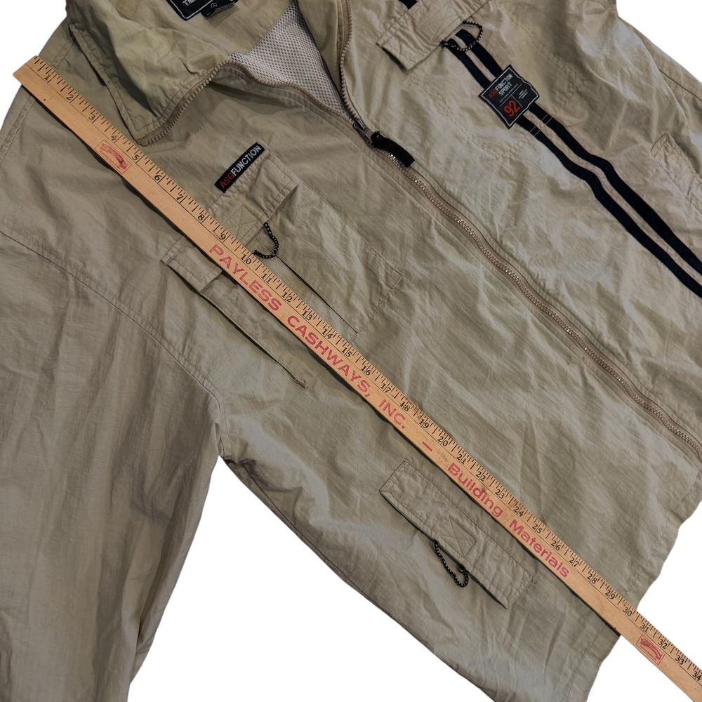 ASG Athletic USA Function VTG 90s XL Tan Nylon Windbreaker Jacket Stripe READ - Picture 15 of 16